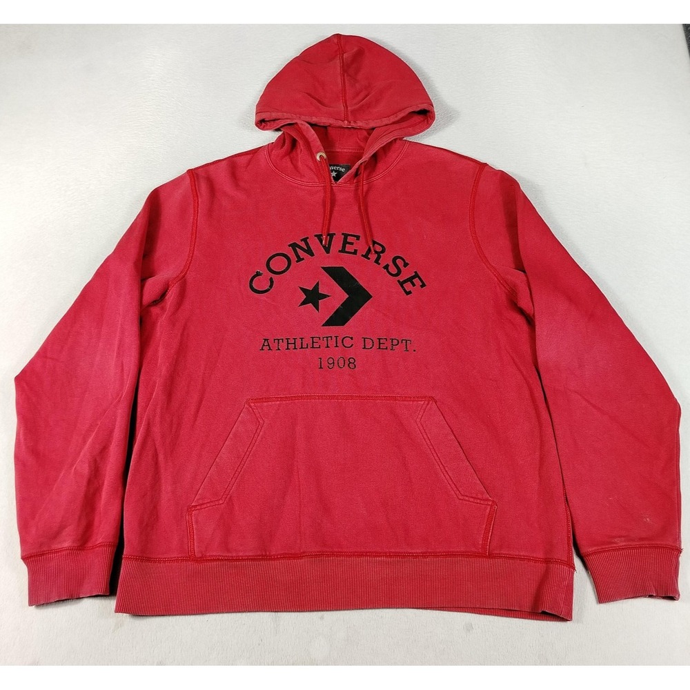 Converse Hoodie Sweatshirt Mens XL Red Skater Grunge Streetwear Graphic Casual